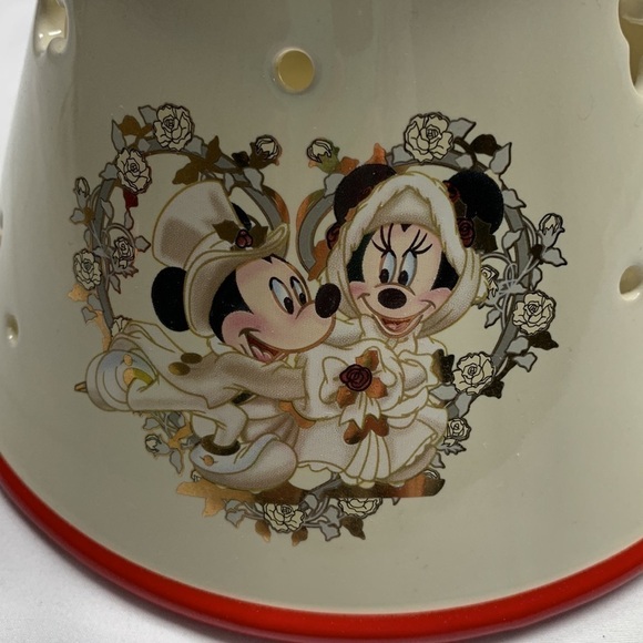 RARE Vintage Disney Victorian Mickey & Minnie Ceramic Jar Candle Lamp Shades SET - Picture 3 of 16